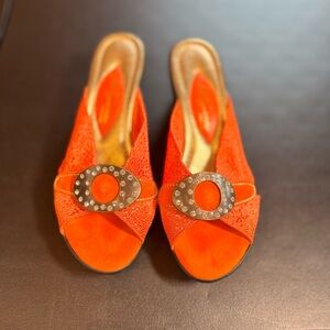 Dezario Chic Orange Women's Sandals with Embellished Buckle EUR 38